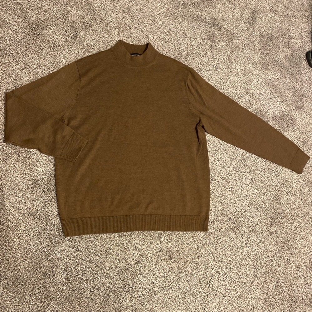 Murano Men's Turtleneck 100% Australian Merino Wool Sweater in Rich Brown